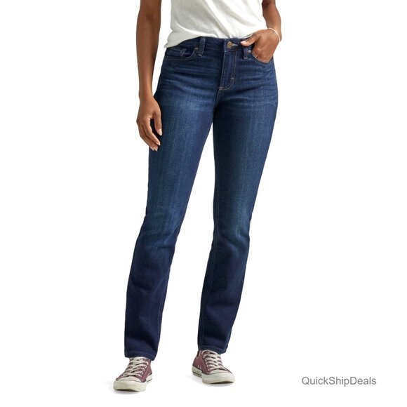 Mid Rise Straight Leg Jeans Regular Fit Petite Size 10 Denim